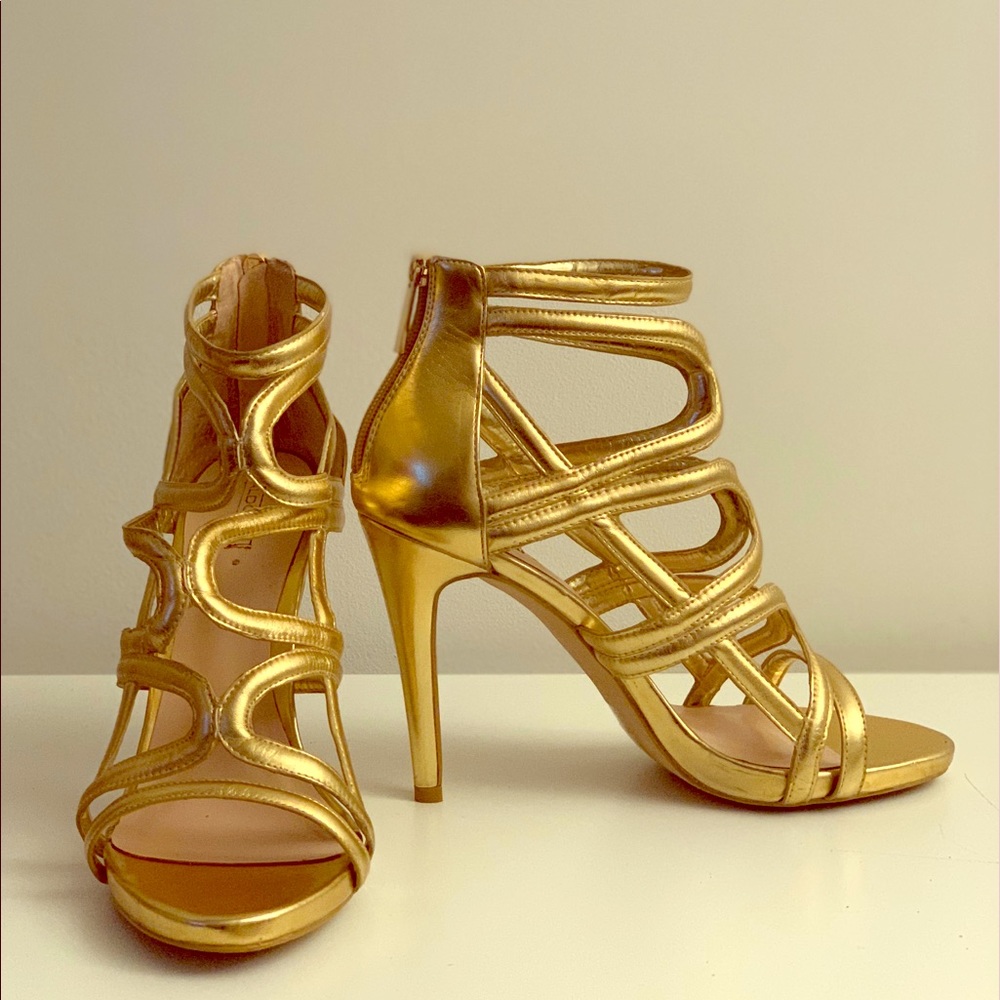 Strappy gold heels